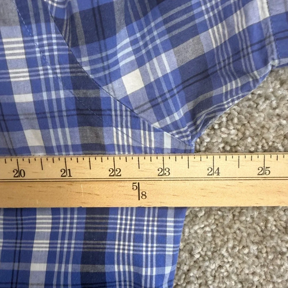 Polo Ralph Lauren Andy Camp Mens Medium Blue Plaid Cotton Short Sleeve Shirt